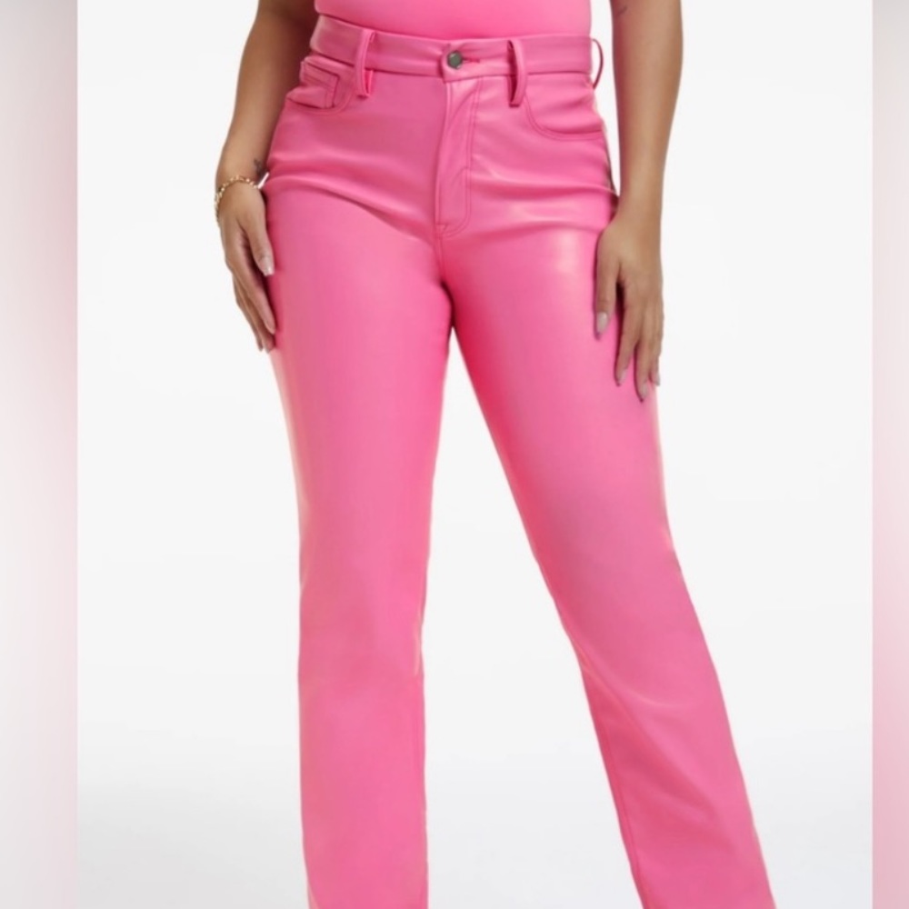 Good American Hot Pink Straight Leg Pants